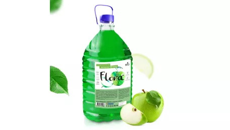 Средство для мытья рук FLORA - Зеленое яблоко, 4.7л