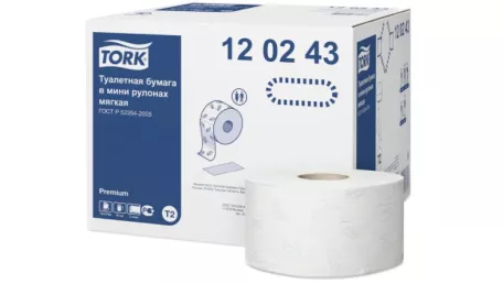 Tork туалетная бумага Premium в мини-рулонах мягкая (170м, белая)